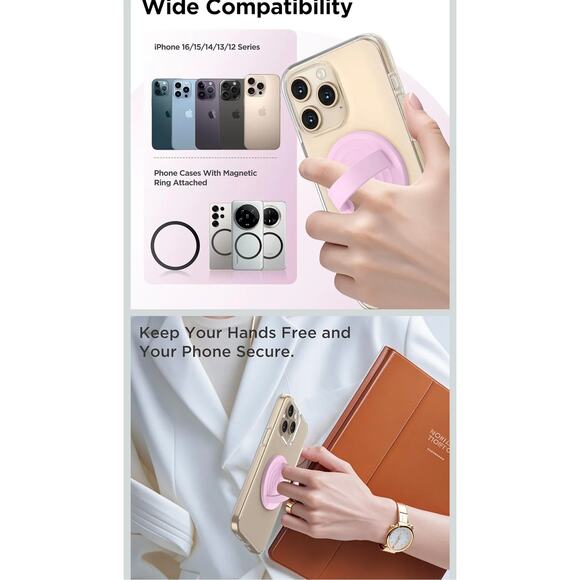 Magnetic Phone Grip Holder MagSafe Ultra Thin Silicone Light Solid Pink sb 31 - Picture 5 of 6